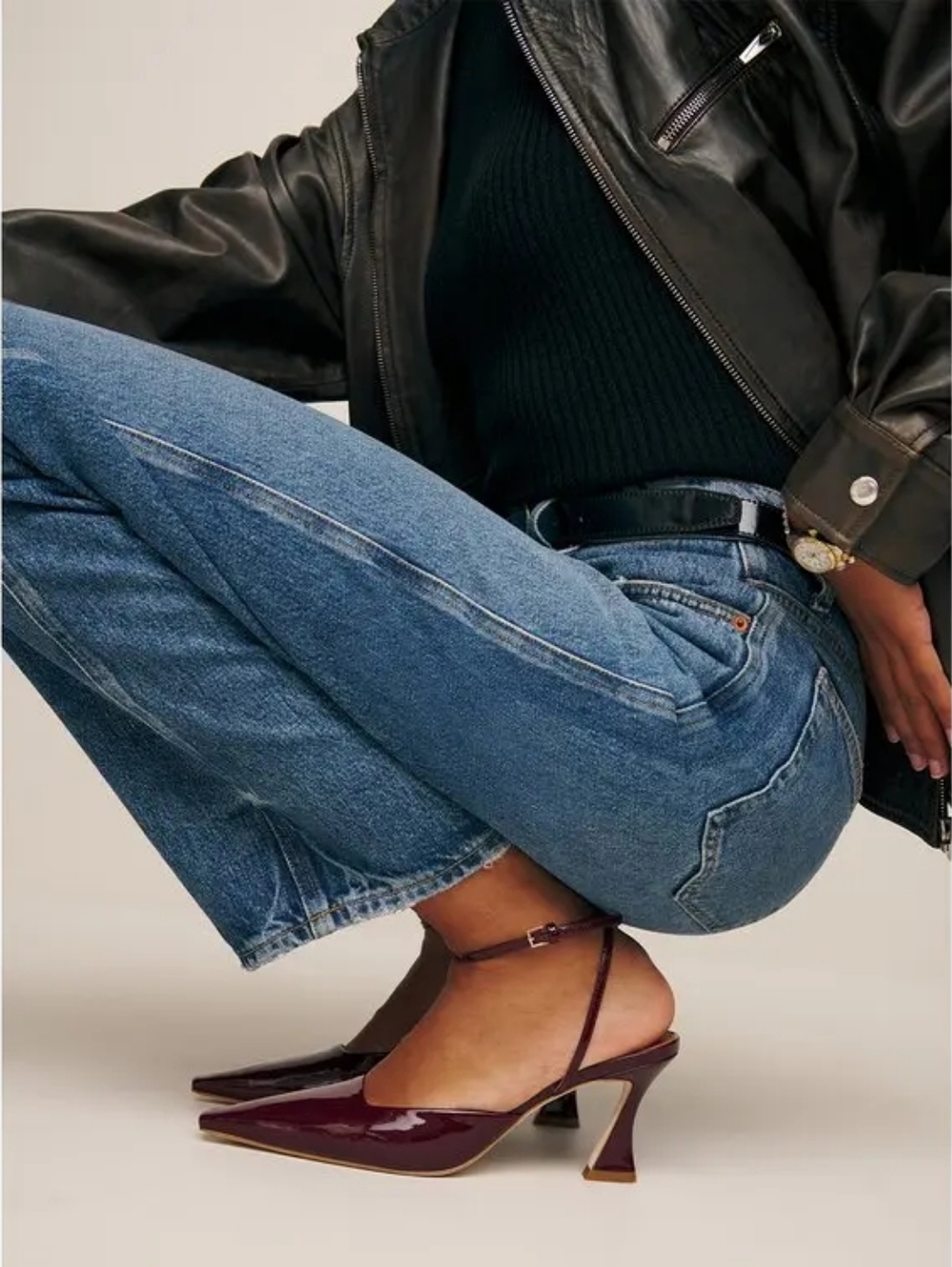 Reformation Natasha 75 Ankle-strap Mid Heel Pumps in Patent Burgundy Size 10 - Picture 4 of 13